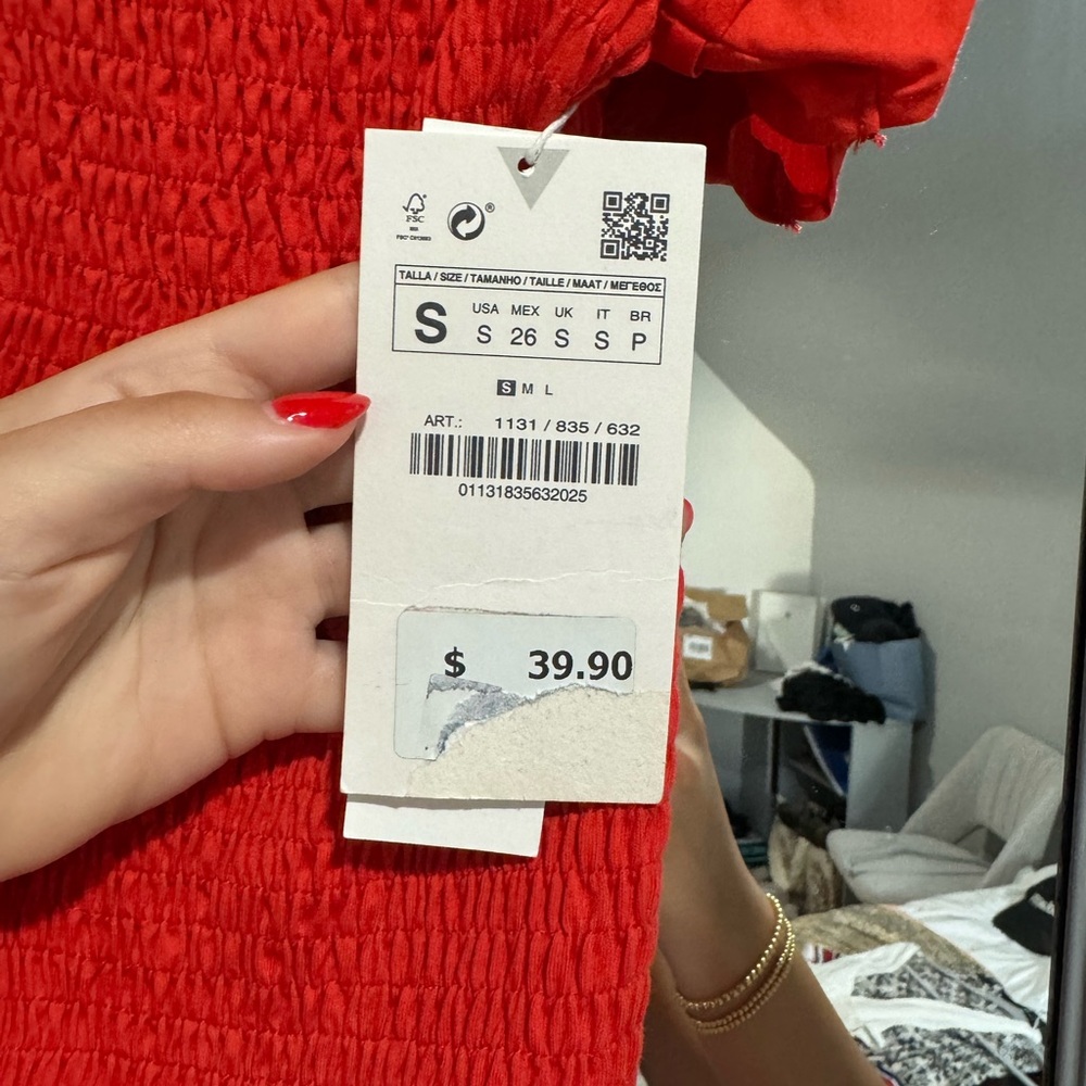 Zara Red Ruffled Off-Shoulder Dress - Picture 2 of 3